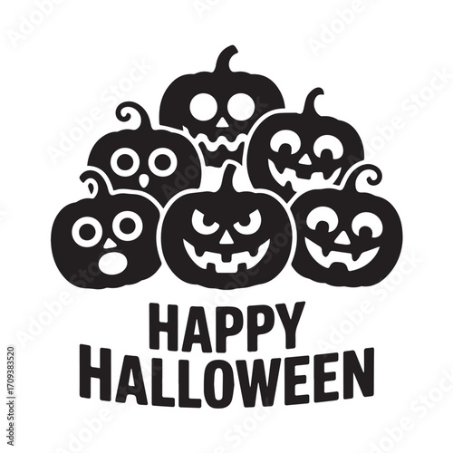 Halloween Funny Jack-O-Lantern Pumpkin Set (This is a strong option that covers the subject and style.)
