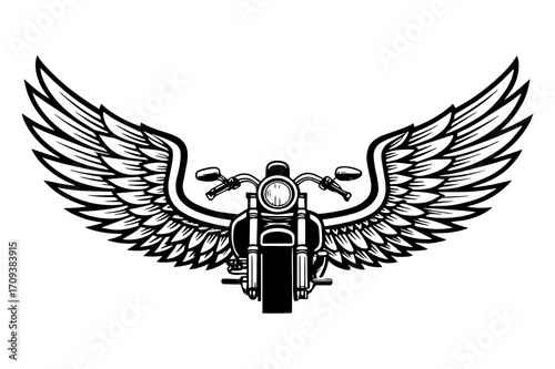 Vintage Biker Logo with Wings Illustration