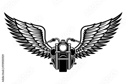 Vintage Biker Logo with Wings Illustration