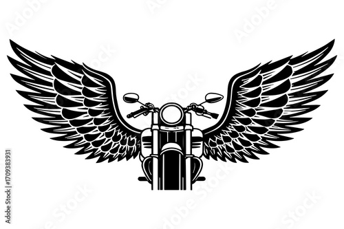 Vintage Biker Logo with Wings Illustration