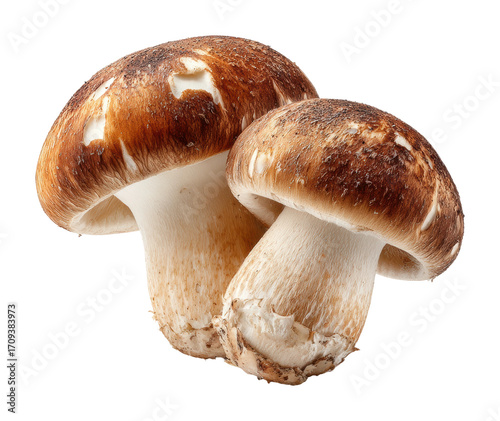 Harvesting fresh shiitake mushrooms farm food natural isolated on transparent background