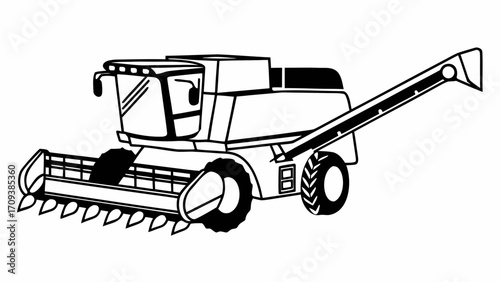 Illustration of a combine harvester with a long unloading auger and sharp cutting blades drawing created with generated ai 