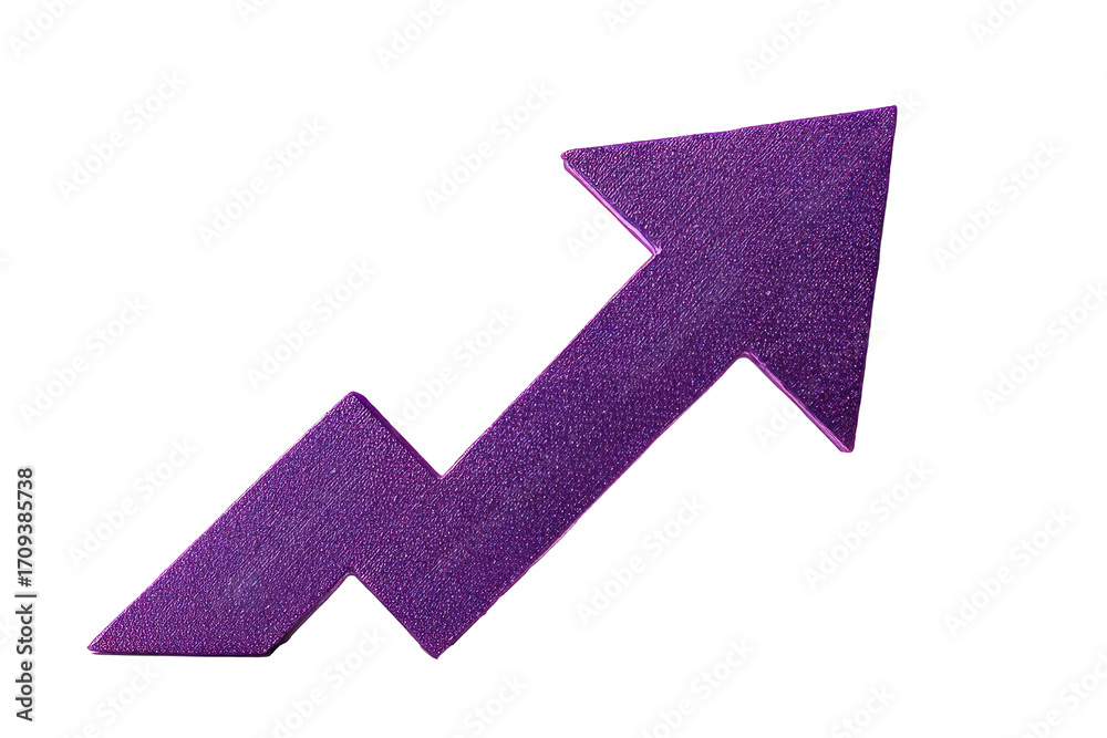Fototapeta premium Purple Upward Arrow Icon on White Background Representing Growth and Success
