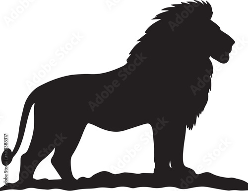 Lion Silhouette Majestic Black and White Digital Art.