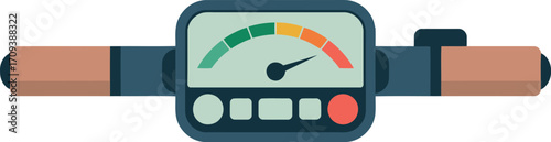 Retro futuristic gadget display with gauges and buttons vector