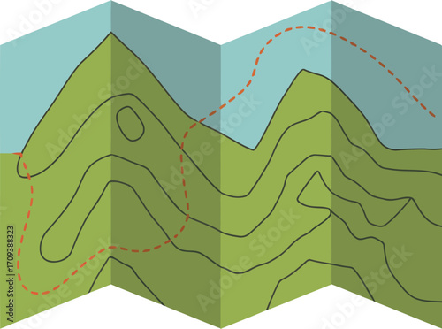 Topographic contour map landscape illustration vector