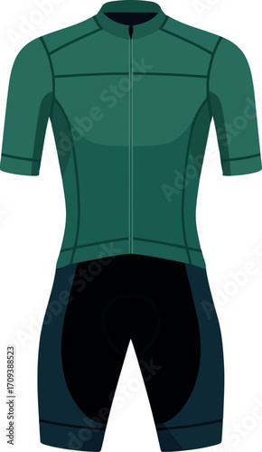 Forest green cycling jersey and shorts combo athletic sportswear apparel vector