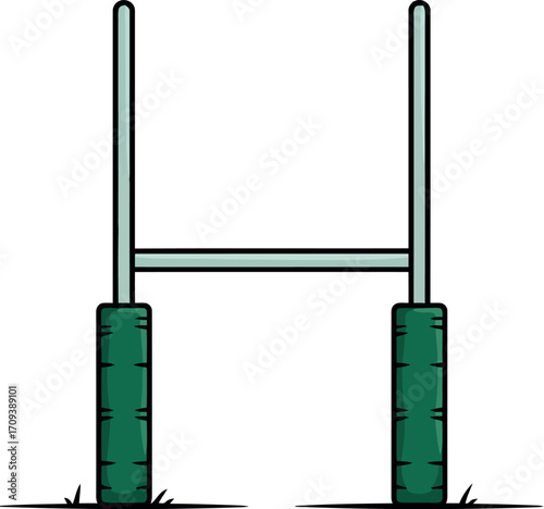 Rugby goalposts h shape isolated sports equipment outdoor field lineout jump vector