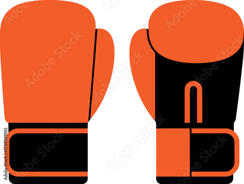 Vibrant orange boxing gloves sport fitness combat equipment training gear vector
