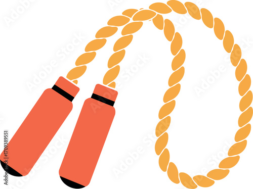 Vibrant orange jump rope for fitness and cardio workout vector