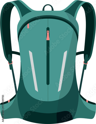 Teal hydration backpack for outdoor sports and cycling adventure gear vector