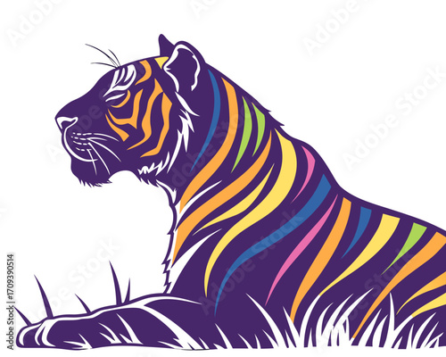 Tiger resting silhouette illustration