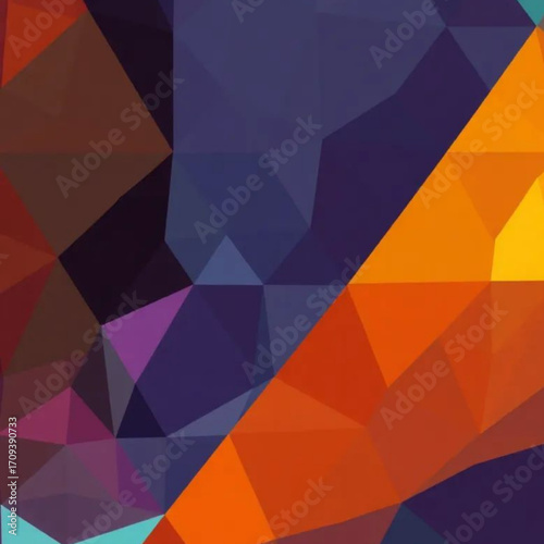 Geometric Harmony: An abstract arrangement of geometric shapes and vibrant hues, a visual symphony of triangles and polygons, evoking a modern and artistic vibe.