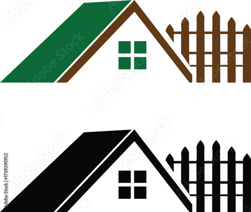 unique house with fence icon