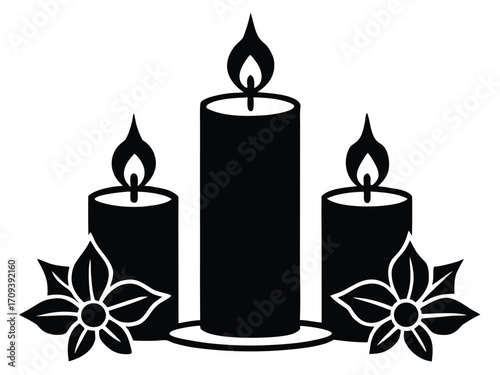 christmas candle set vector icon