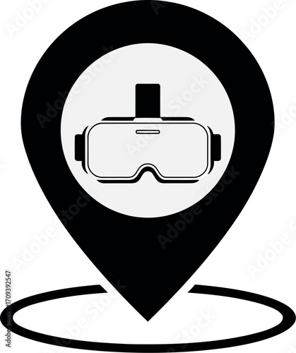Virtual reality location pin vr goggles destination digital future tech exploration vector