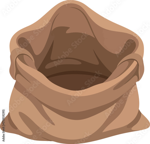 Empty burlap sack open isolated on white vector