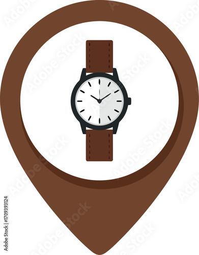 Luxury watch location pin vector graphic classic timepiece fashion accessory pointer symbol vector
