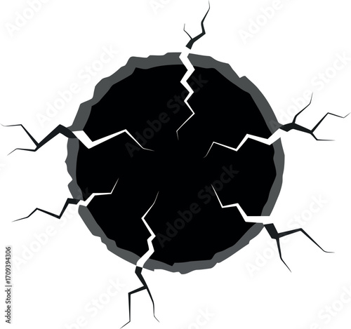Abstract black hole with cracks explosive energy cosmic phenomenon vector