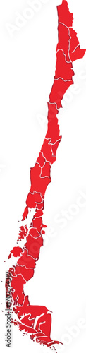 Vibrant red chile map silhouette isolated graphic south america country outline vector