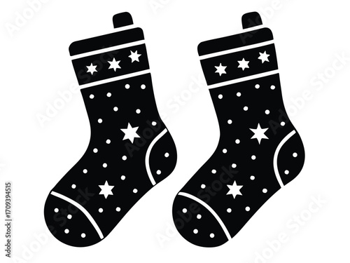 christmas fireplace socks vector icon
