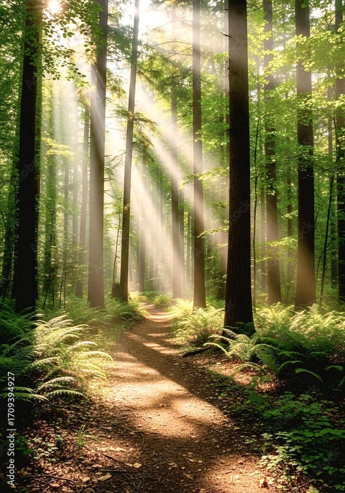 Obraz premium Natural archway shaped by branches in the fores