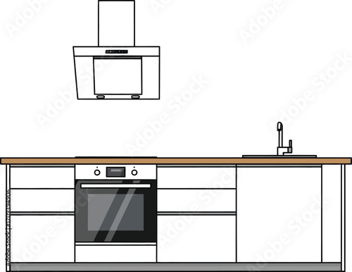 Modern kitchen design featuring sleek white cabinets a builtin oven and a stylish range hood creating a minimalist and functional cooking space for contemporary homes