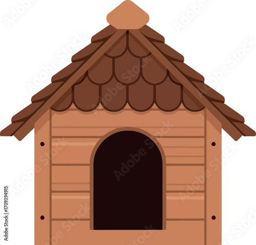 Cozy wooden dog house rustic shelter pet home animal dwelling outdoor comfort vector