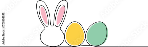 Bunny and easter eggs simple illustration design