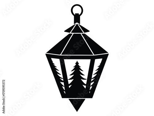christmas ice lantern vector icon