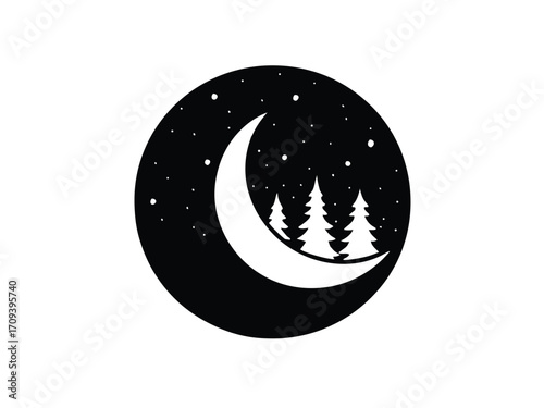 christmas moon vector icon