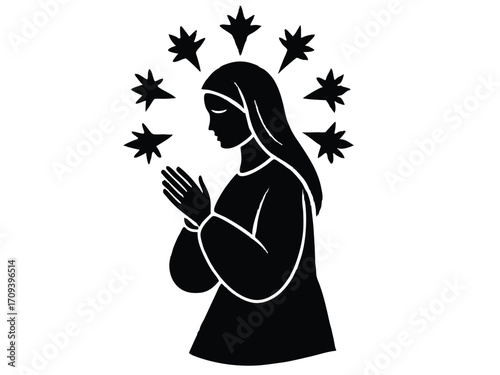 christmas prayer vector icon
