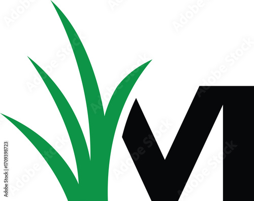 letter m with grass icon
