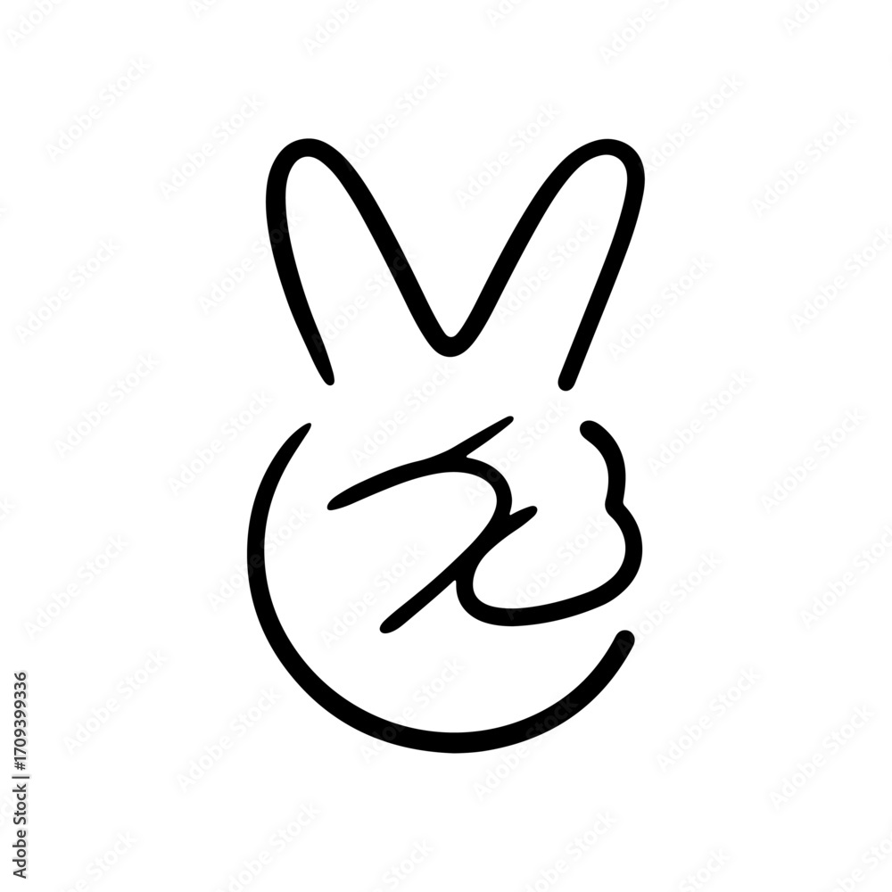 Obraz premium 【単品】ピースサインのイラスト素材 