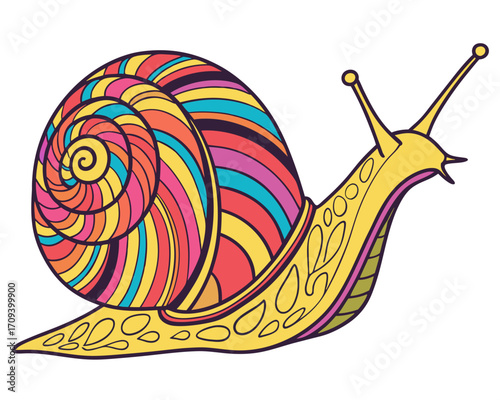 Snail crawling silhouette illustration isolated on white background