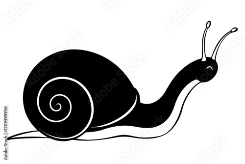 Snail crawling silhouette illustration isolated on white background