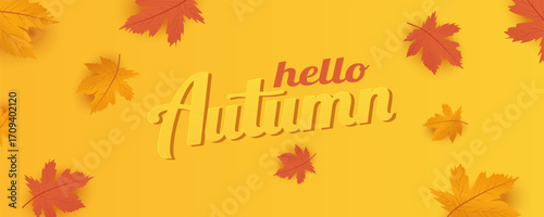 Autumn sale banner template for backgrounds. Vector illustration with colorful falling leaves. A vibrant autumn banner for seasonal discount offers, advertising, posters, and design.