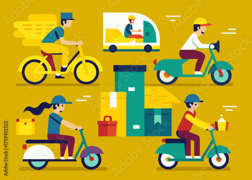 Diverse delivery services using bikes scooters and vans