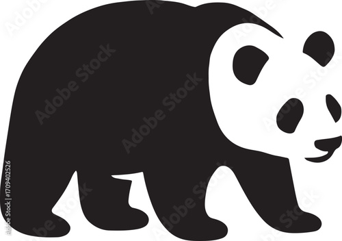 Panda silhouette vector, cute animal illustration, perfect for wildlife, nature, and conservation designs.