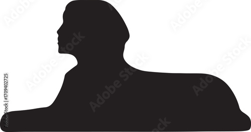 Sphinx silhouette vector, ancient Egyptian monument illustration, perfect for history and culture designs.
