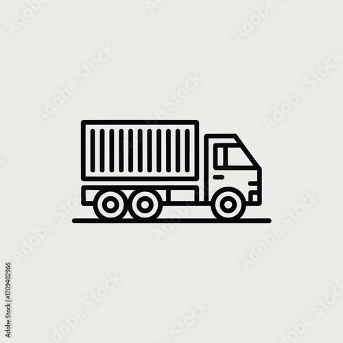 Black outline truck with cargo container transport delivery