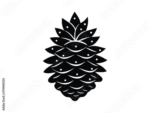 holiday snowy pine cone vector icon