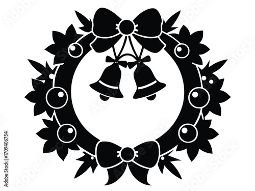 jingle bells wreath vector icon