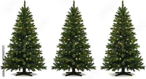 Art & IllustrationArtificial Christmas Trees with Warm LED Lights, Perfect Holiday Decoration, Indoor Festive Decor, Green Pine Tree for Home Celebration