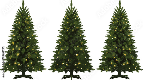Art & IllustrationArtificial Christmas Trees with Warm LED Lights, Perfect Holiday Decoration, Indoor Festive Decor, Green Pine Tree for Home Celebration