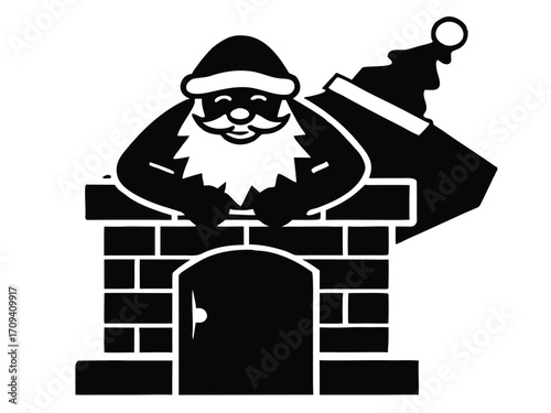 santa chimney vector icon