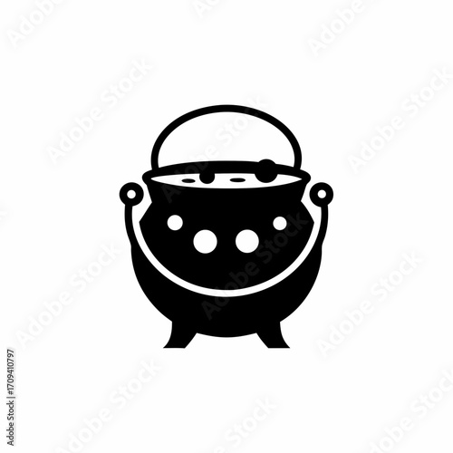 Black and white cauldron with bubbles