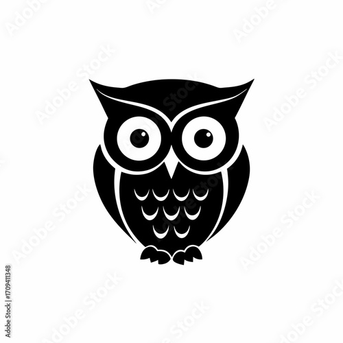 Owl silhouette, a nocturnal bird of prey