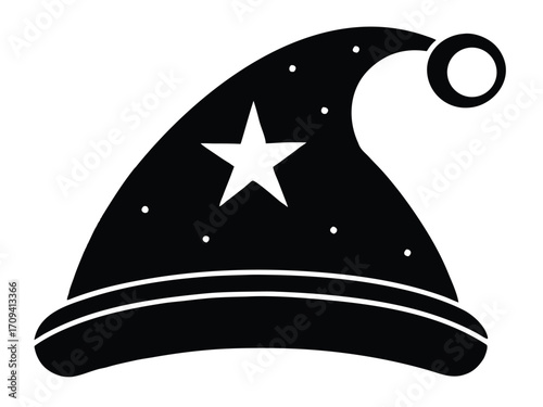 santa hat star vector icon