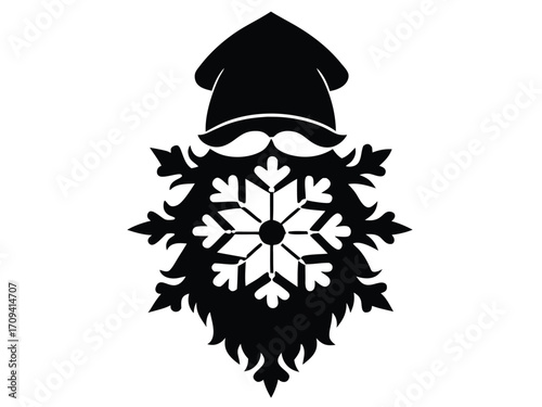 santa snowflake beard vector icon